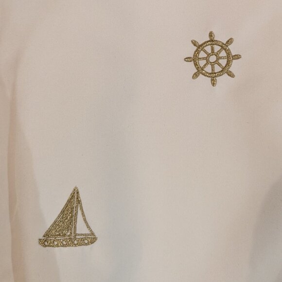 White vintage nautical windbreaker jacket - gold sailing embroidery - size small - Picture 3 of 7